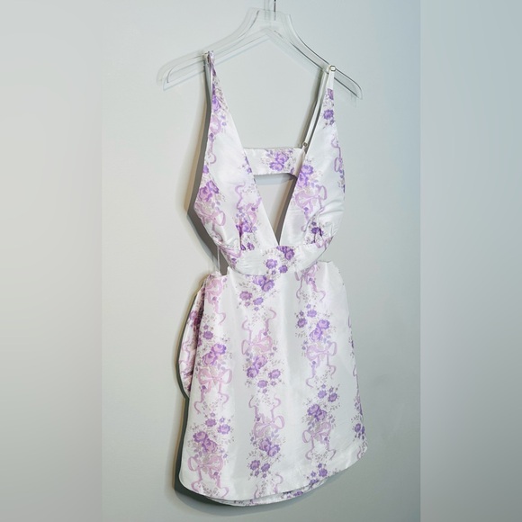 LoveShackFancy Till French Lilac White Sateen Bow Back Dress Size 12 NWT - Picture 6 of 16